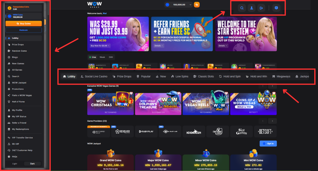 Wow Vegas Navigation